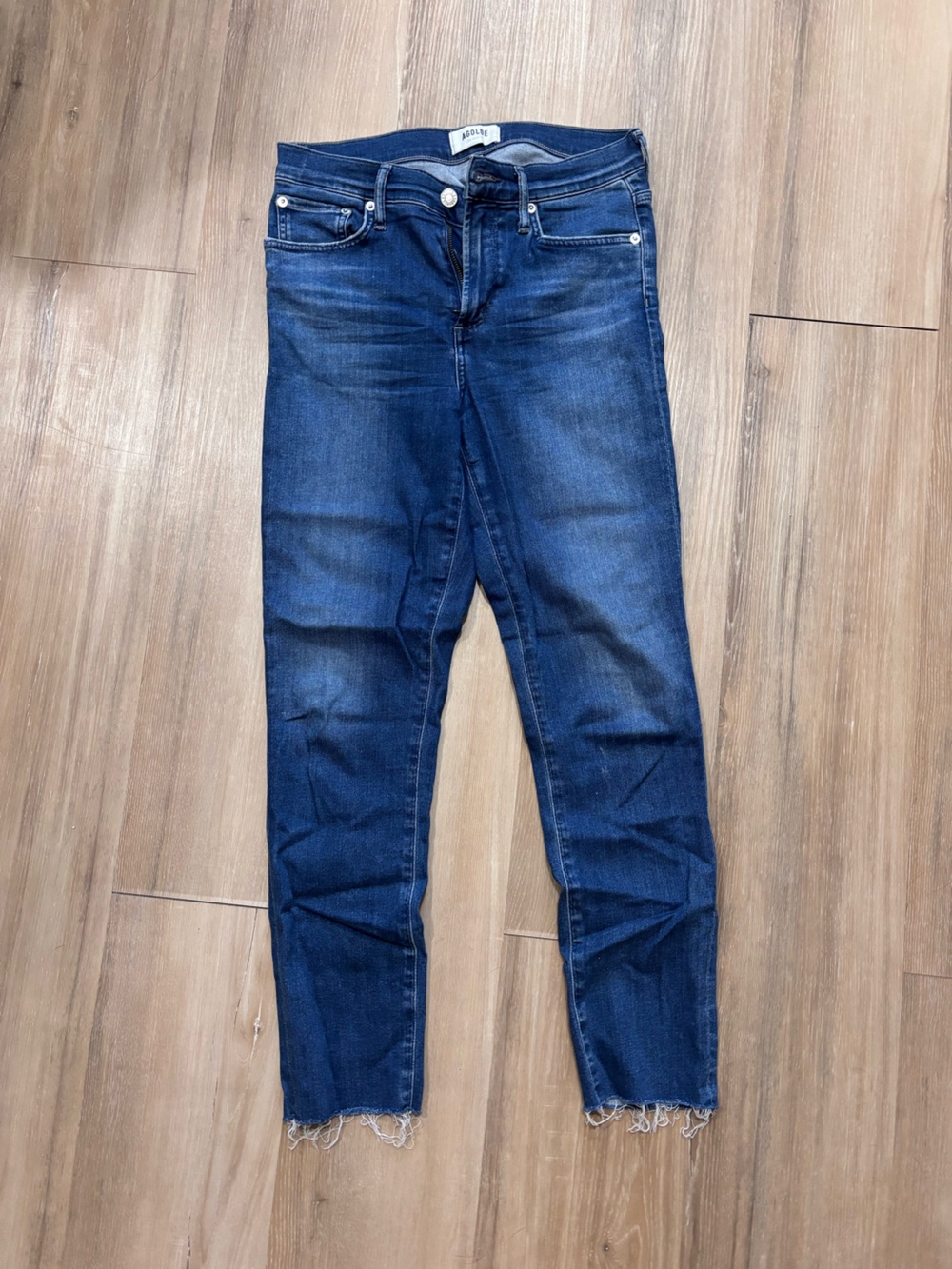 Agolde Dark Blue Skinny Jeans with Raw Hem